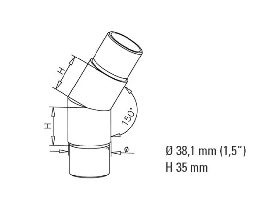 Anthrazit Design Rohrwinkel 30� f�r Rohr 38,1 mm