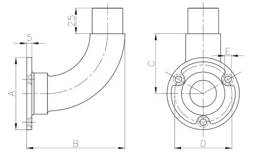 Edelstahl Flanschbogen f�r Edelstahlrohr 33,7 mm