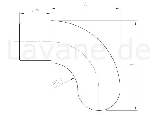 Edelstahl Endbogen kurz - fr Edelstahlrohr 42,4 mm