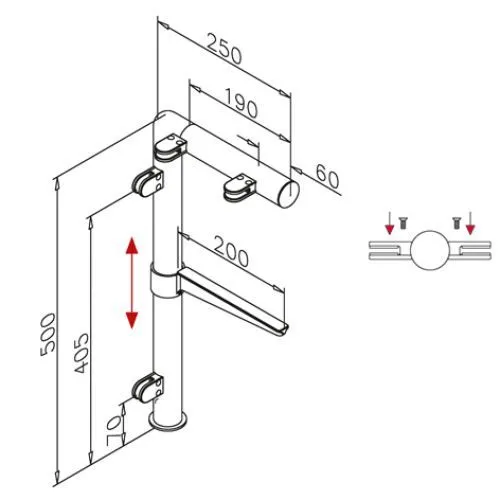 Hustenschutz Pfosten 20-131-25 mitte - Rohr � 25.4 mm - Anthrazit Design