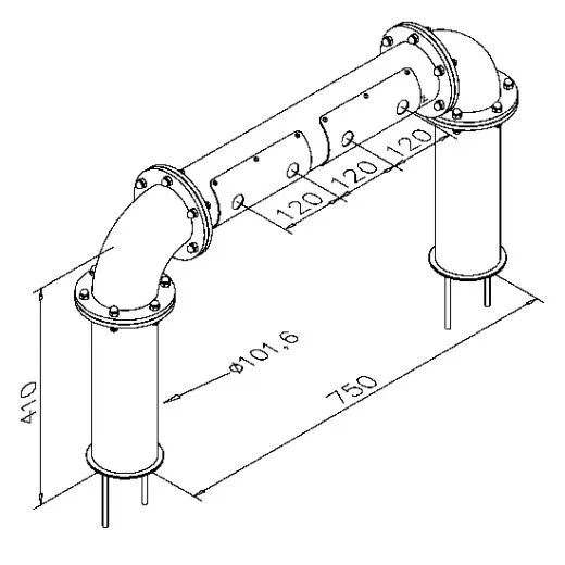 Modell 4550 - 101,6 mm 4 ltg Edelstahl Schanks�ule