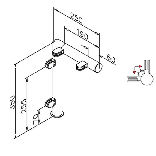 Hustenschutz Pfosten 20-130-25 - 45� - Rohr � 25.4 mm - Anthrazit Design
