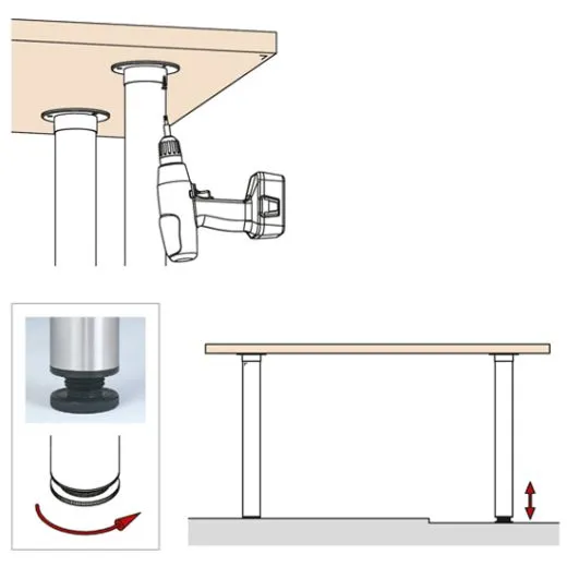 Anthrazit Design Tischfu� 20-620-38 - Rohr � 38.1 mm