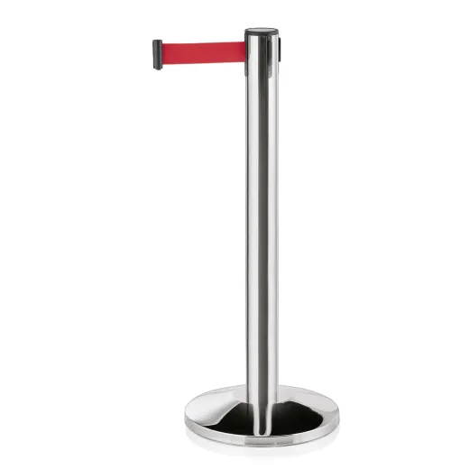 Abgrenzungsstnder poliert - ECO-L Gurtband ROT 4,5m