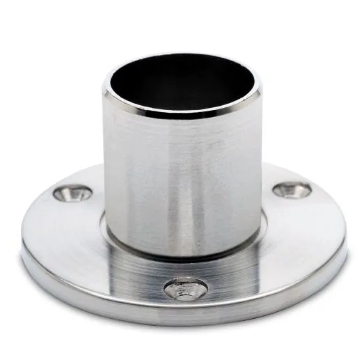 Edelstahl Design Rohr 25,4 mm Wand- und Bodenflansch
