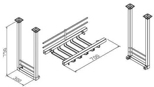 Edelstahl Flaschenbord 20 4386 - 70 cm Breit