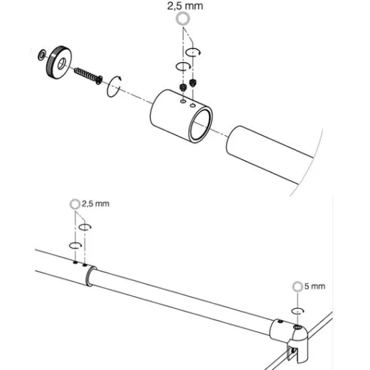 Edelstahl Design - Teleskop Duschwand-Stabiset 90 bis 1.400 mm