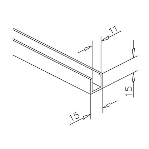 Alu U-Profil 15x15x15mm Chrom Design - ganze L�nge 200 cm