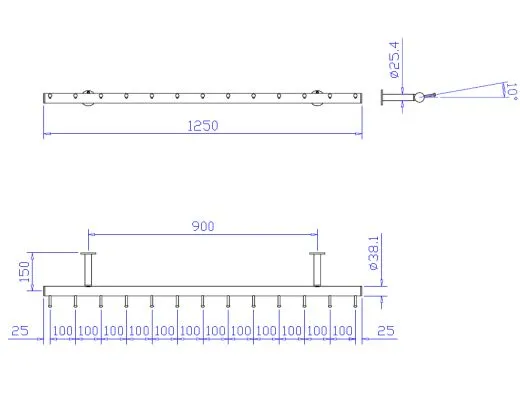 Wurstgehnge 20-7100-125 - Rohr  38.1 mm - Edelstahl Design - 1.250 mm