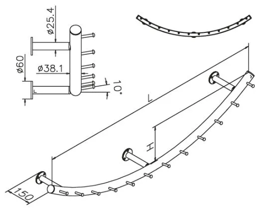 Wurstgehnge 20-7110-100 - Rohr  38.1 mm - Edelstahl Design - 1.000 mm