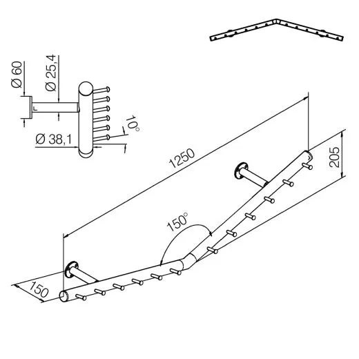 Wurstgeh�nge 20-7130-125 - Rohr � 38.1 mm - Edelstahl Design - 1.250 mm