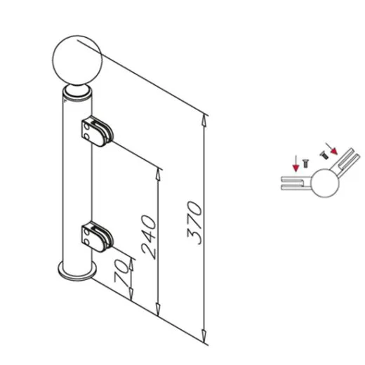Hustenschutz Pfosten 20-140-25 45� - Rohr � 25.4 mm - Messing matt Optik