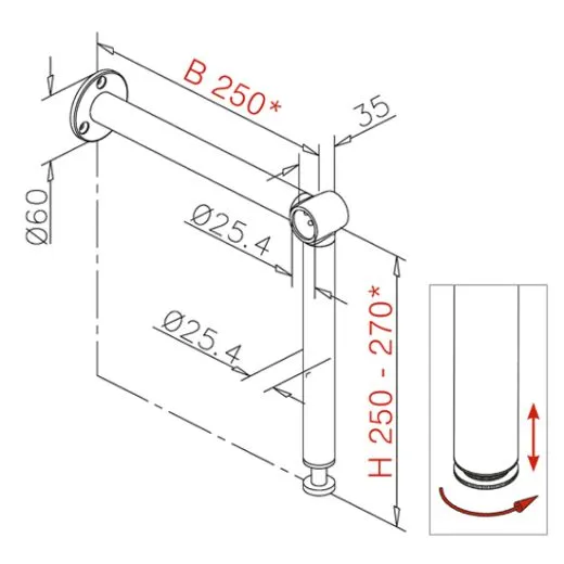 Messing Design Fusslaufst�tze Rohr 25,4 mm 20-2140