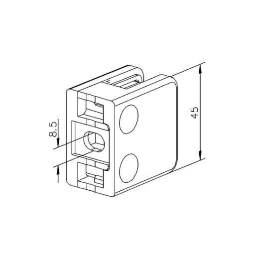 Messing Design Glasklemme - 21 - Flachmontage - Glas 6-10 mm