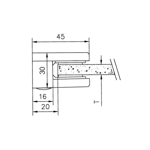 Messing Design Glasklemme - 21 - Flachmontage - Glas 6-10 mm