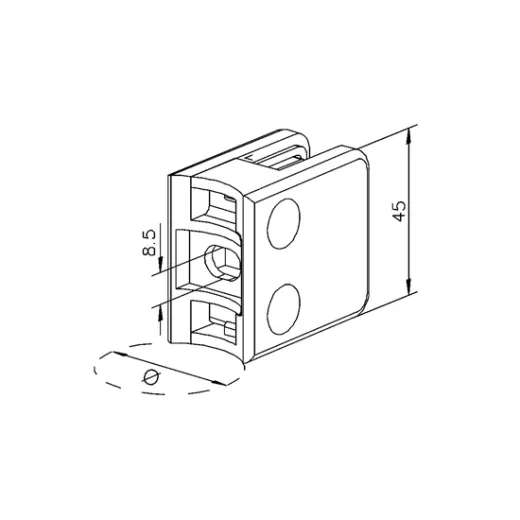 Messing Design Glasklemme - 21 - Rohr 38,1 mm - Glas 6-10 mm