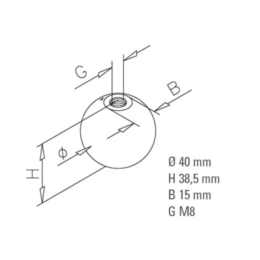 Messing matt Design Zierkugel  40 mm