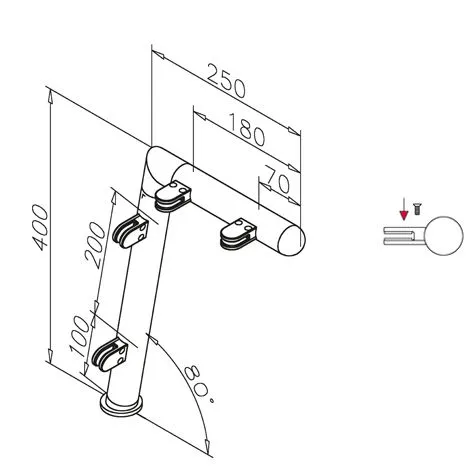 Hustenschutz Pfosten 20-120-25 rechts - Rohr � 25.4 mm - Edelstahl Design