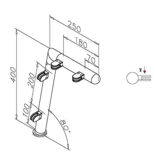 Hustenschutz Pfosten 20-120-25 links - Rohr � 25.4 mm - Edelstahl Design