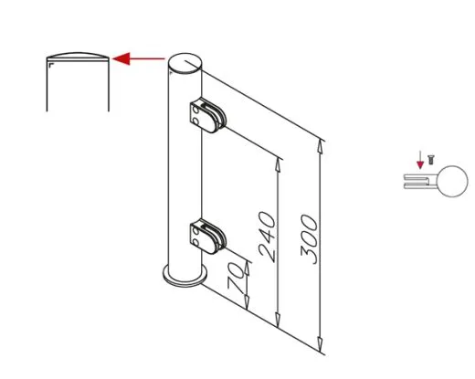 Hustenschutz Pfosten 20-151-25 rechts - Rohr  25.4 mm - Messing Design