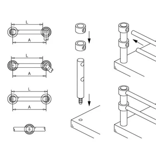 Messing matt Design MiniRail Adapter Endst�ck f�r Stab 6mm