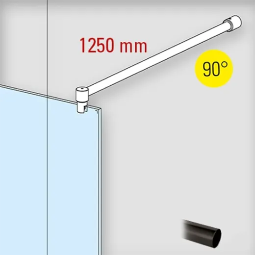 Anthrazit Design - 19mm - 1.250mm - Duschwand-Stabilisationsset 90