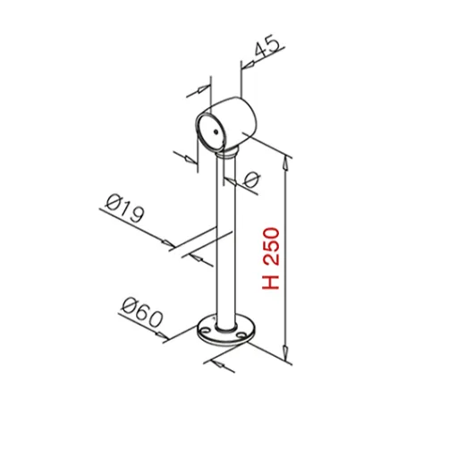 Messing matt Design Fulauf- oder Rohrhalter Rohr 38,1 mm 20-2100