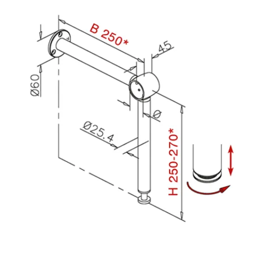 Messing matt Design Fu�laufst�tze Rohr 25,4 mm 20-2140