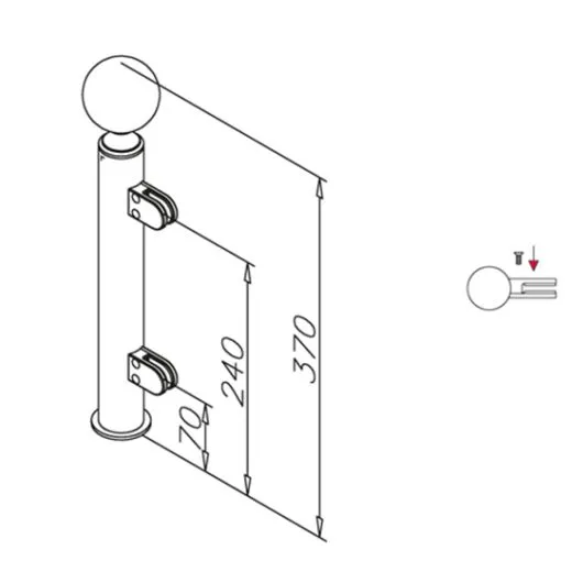 Hustenschutz Pfosten 20-140-25 links - Rohr � 25.4 mm - Messing Design