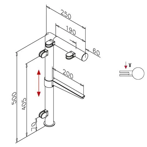 Hustenschutz Pfosten 20-131-25 rechts - Rohr � 25.4 mm - Edelstahl Design