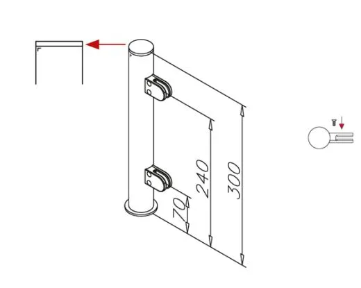 Hustenschutz Pfosten 20-150-38 links - Rohr  38.1 mm - Edelstahl Design
