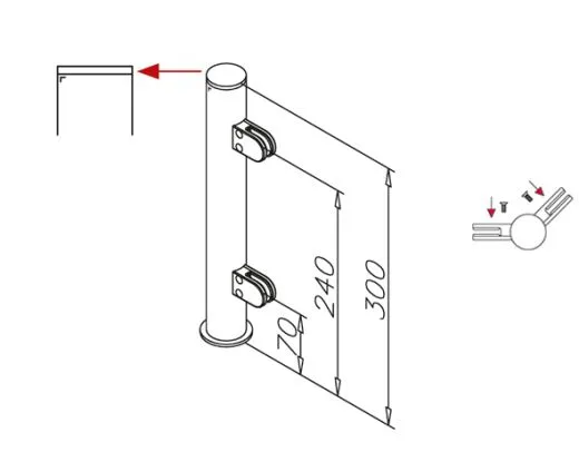 Hustenschutz Pfosten 20-150-38 -45 - Rohr  38.1 mm - Edelstahl Design