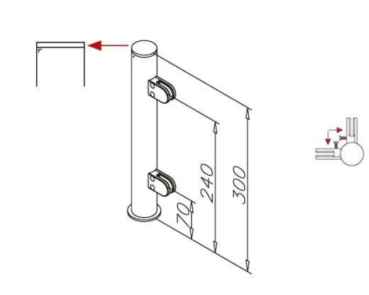 Hustenschutz Pfosten 20-150-38 -90 - Rohr  38.1 mm - Edelstahl Design
