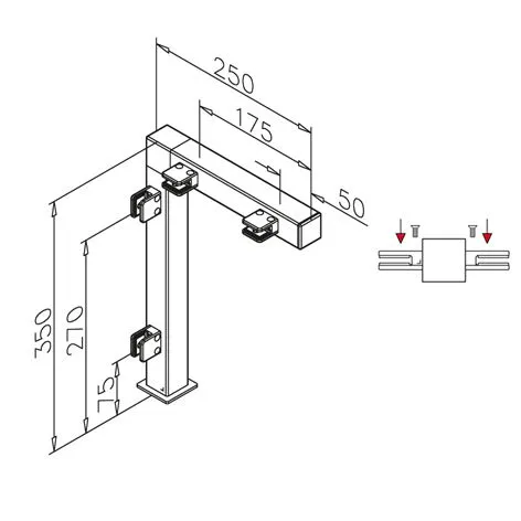 Edelstahl Hustenschutz Pfosten 35x35 - 20-132235 - mitte