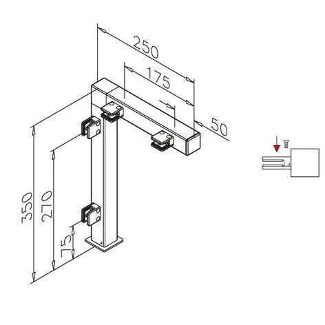 Edelstahl Hustenschutz Pfosten 35x35 - 20-132335 - rechts