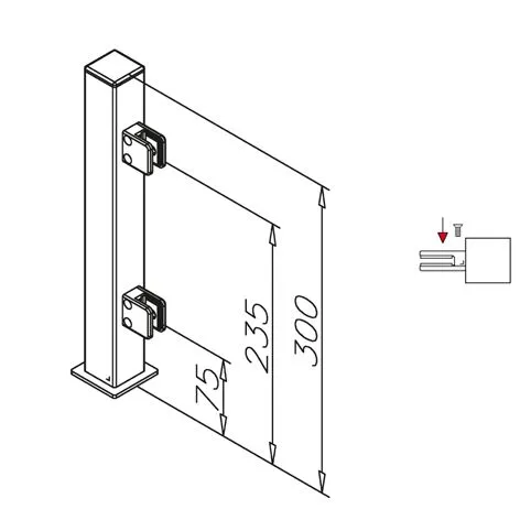 Hustenschutz Pfosten Edelstahl 35x35 - 20-162335 - rechts