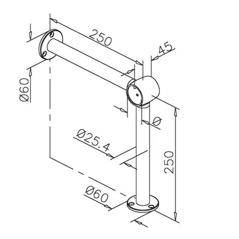 Edelstahl Design Fulaufhalter Rohr 50,8 mm 20-2130