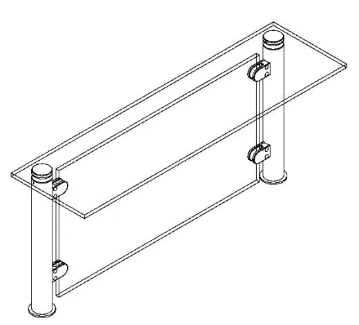 Hustenschutz Pfosten 20-110-38 rechts - Rohr � 38.1 mm - Chrom Design