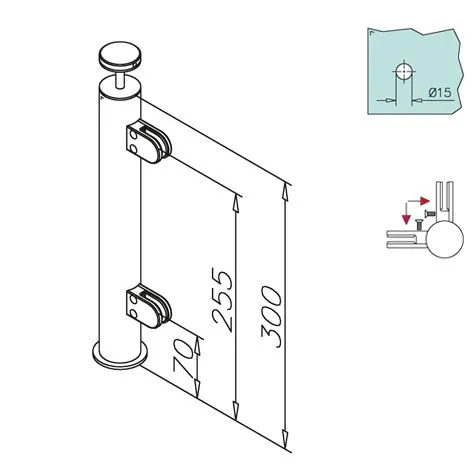 Hustenschutz Pfosten 20-110-25 -90� - Rohr � 25.4 mm - Edelstahl Design