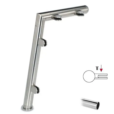 Hustenschutz Pfosten 20-120-38 links - Rohr  38.1 mm - Chrom Design