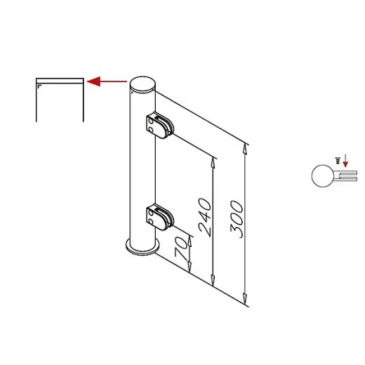Hustenschutz Pfosten 20-150-25 links - Rohr  25.4 mm - Anthrazit Design