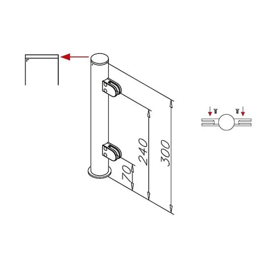Hustenschutz Pfosten 20-150-25 mitte - Rohr  25.4 mm - Anthrazit Design