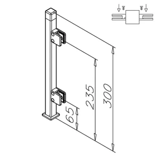 Hustenschutz Pfosten Edelstahl 20x20 - 20-162220 - mitte