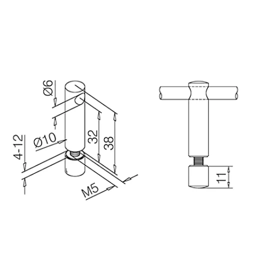 Chrom Design MiniRail Mittelsttze 11816 fr Stab 6mm