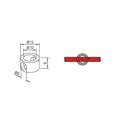 Edelstahl Design MiniRail Adapter Mittelstck fr Stab 6mm