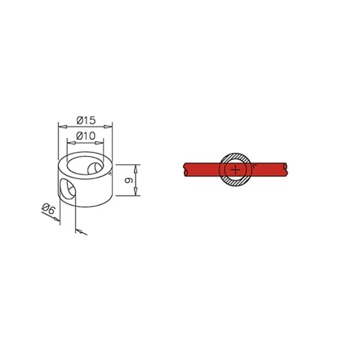 Edelstahl Design MiniRail Adapter Mittelstck fr Stab 6mm