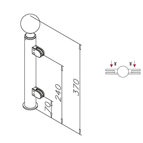 Hustenschutz Pfosten 20-140-25 mitte - Rohr � 25.4 mm - Edelstahl Design