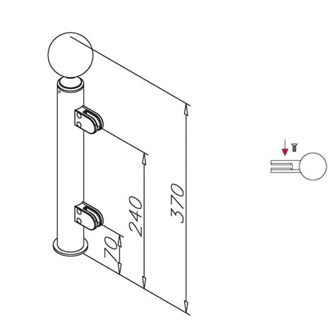 Hustenschutz Pfosten 20-140-38 rechts - Rohr  38.1 mm - Edelstahl Design