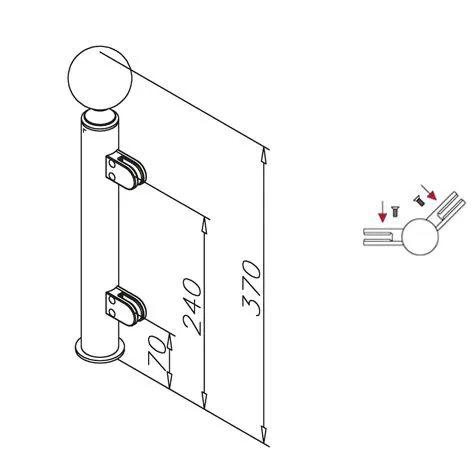 Hustenschutz Pfosten 20-140-25 -45 - Rohr  25.4 mm - Edelstahl Design