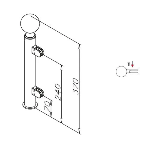 Hustenschutz Pfosten 20-140-38 links - Rohr � 38.1 mm - Anthrazit Design